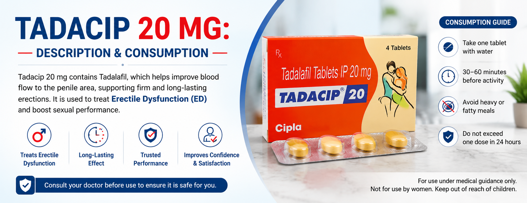Tadacip 20 mg: Description & Consumption